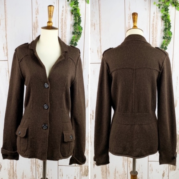 Banana Republic Sweaters - BANANA REPUBLIC Brown Alpaca Wool Button Cardigan